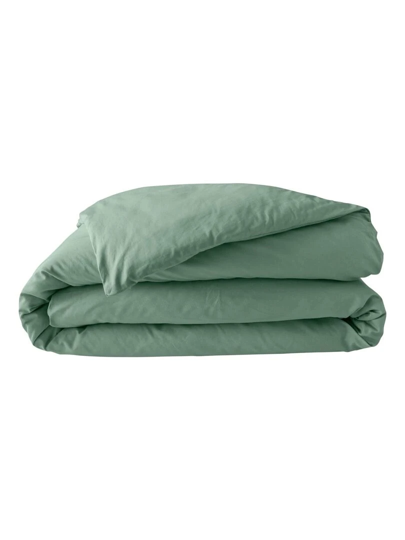 Housse de couette en percale de coton uni   Vert olive