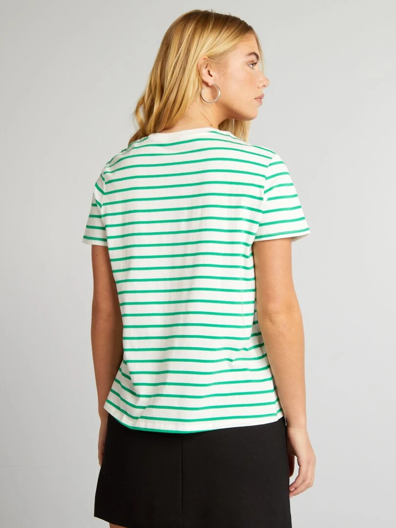 T shirt en jersey imprimé   Rayé vert