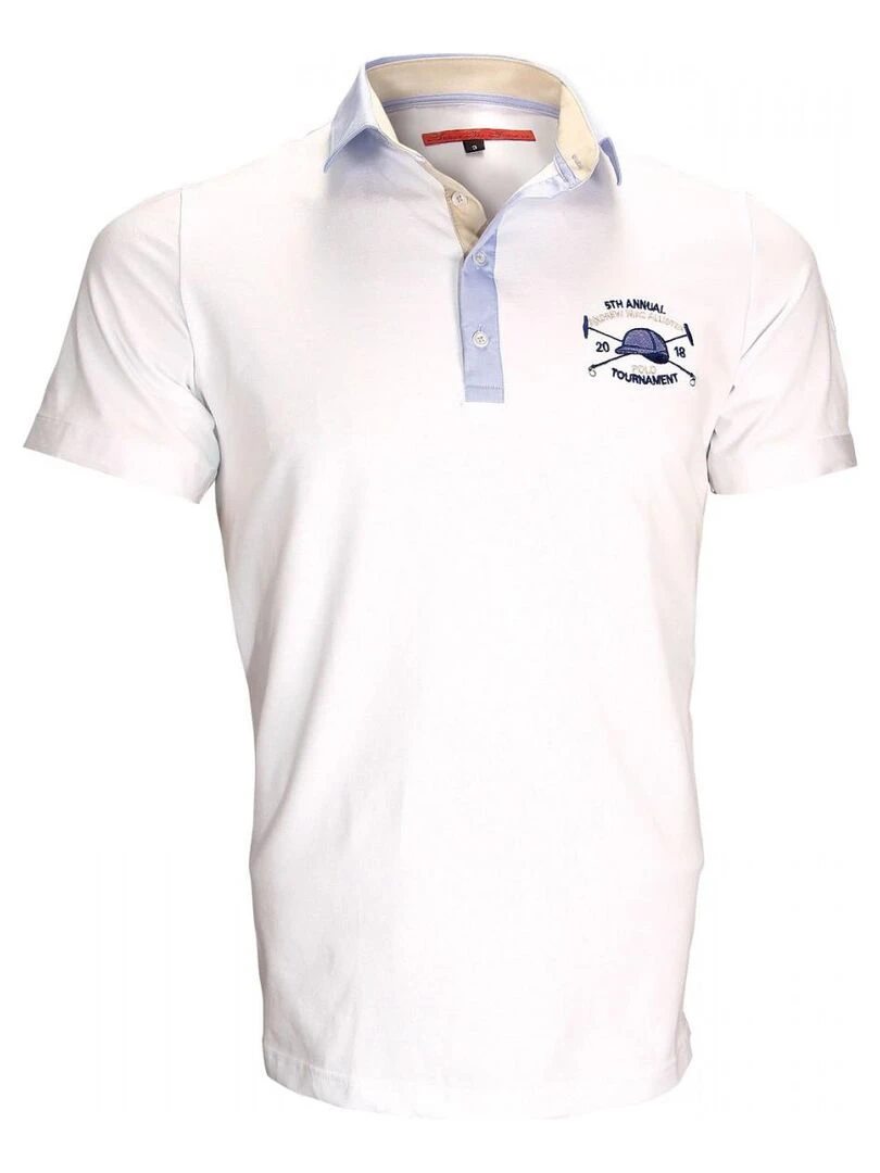 Polo brodé KYLE Blanc