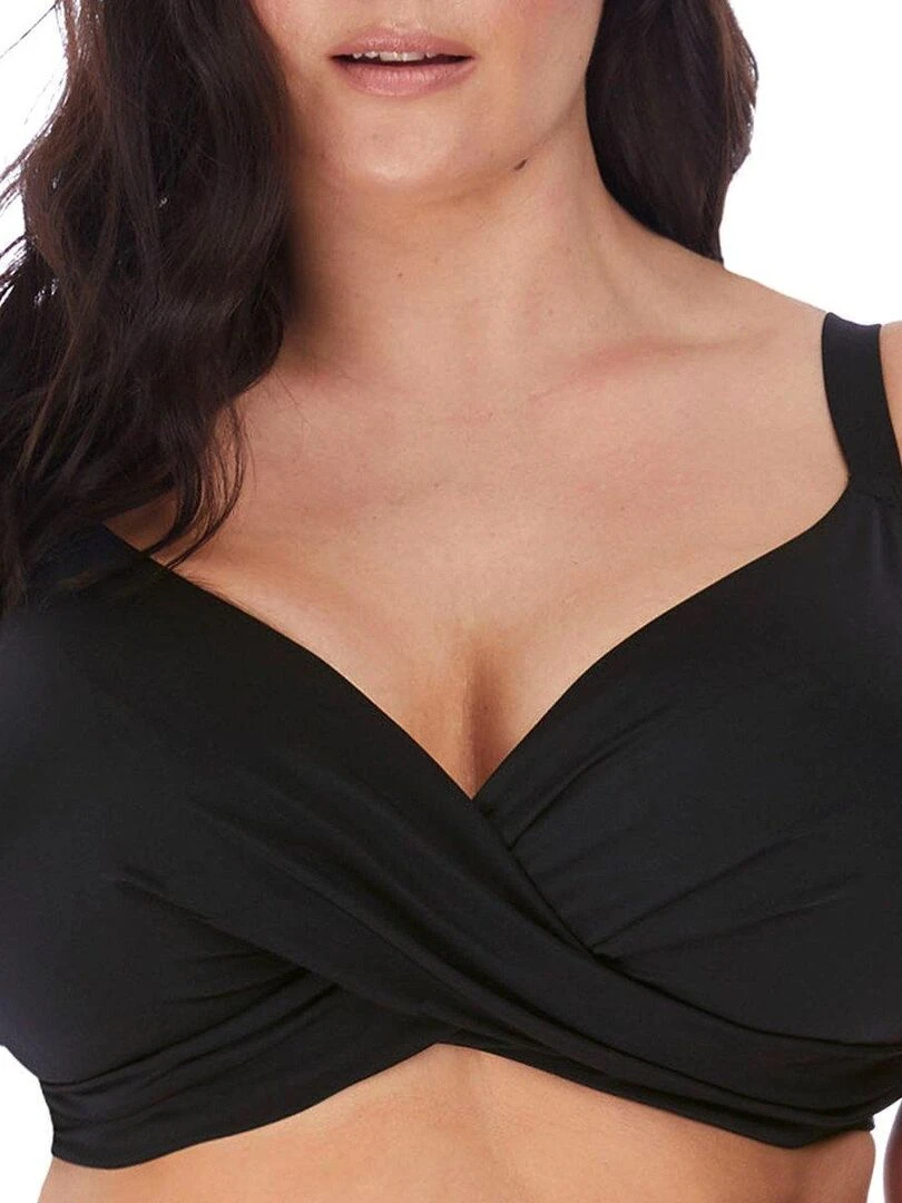 Haut de maillot de bain twisté grande taille Magnetic Noir