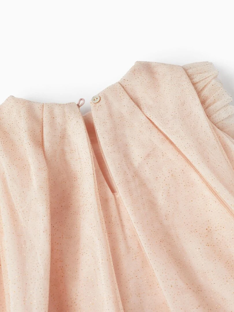 Robe en tulle et coton pour bébé fille 'Special Days' manches courtes LETS PARTY   Rose clair