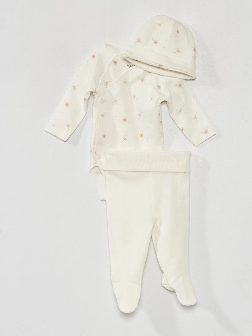Ensemble body + legging + bonnet 3 pièces Blanc