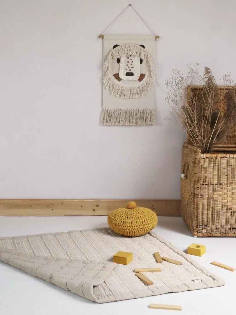 Baby Relax Tapis Coton Anna Sable Lave par Nattiot   87 x 100 cm   Beige sable