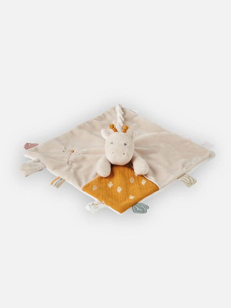Doudou Plat Attache Sucette Tiga La Girafe Tso   Jaune