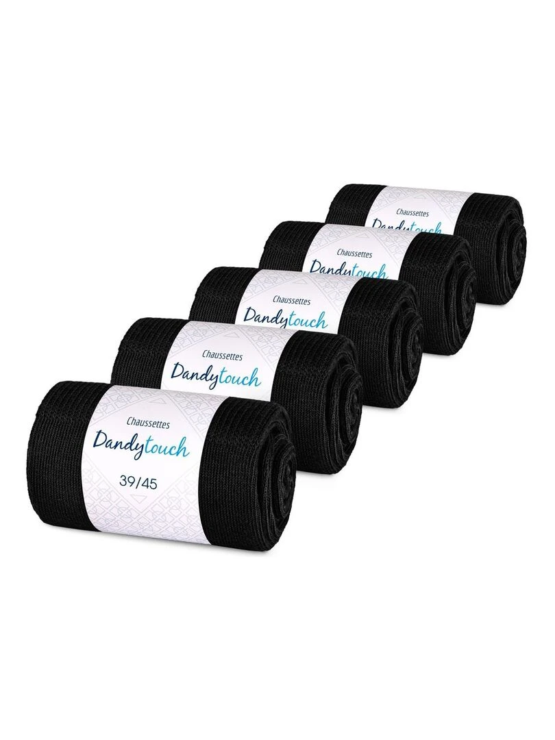 Chaussettes Jersey Coton Lot 5 Paires Fabrication UE Noir