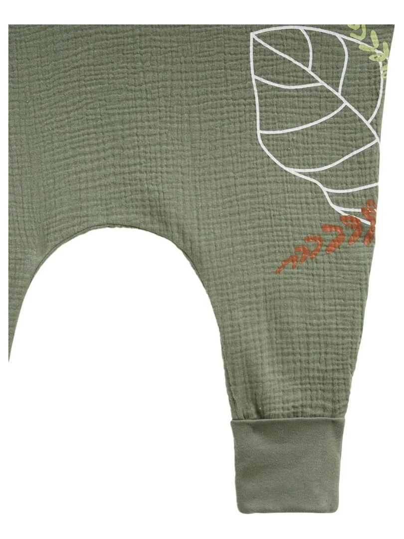 Turbulette d'été en gaze de coton avec pieds retroussables Dumbea   Kaki