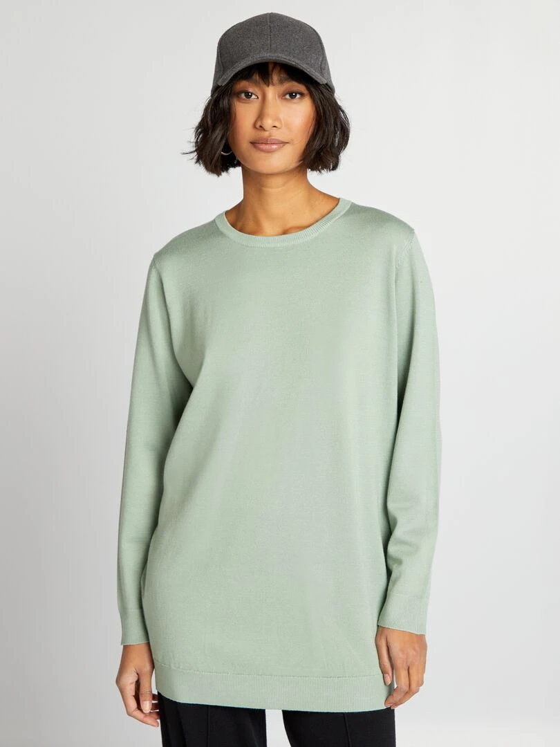 Pull fin coupe longue Vert