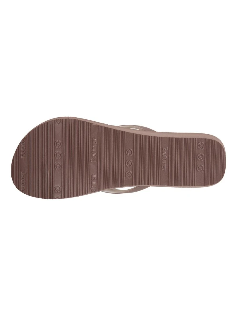 Tongs Femme imprimé floral talon Taupe   Marron