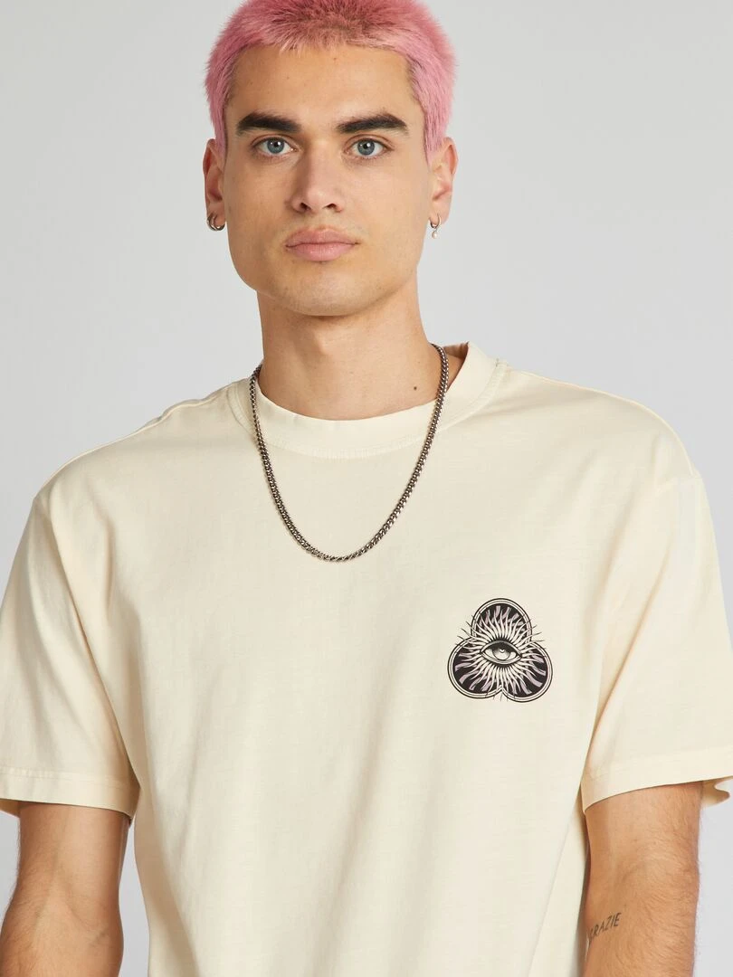 T shirt à imprimé poitrine   Beige