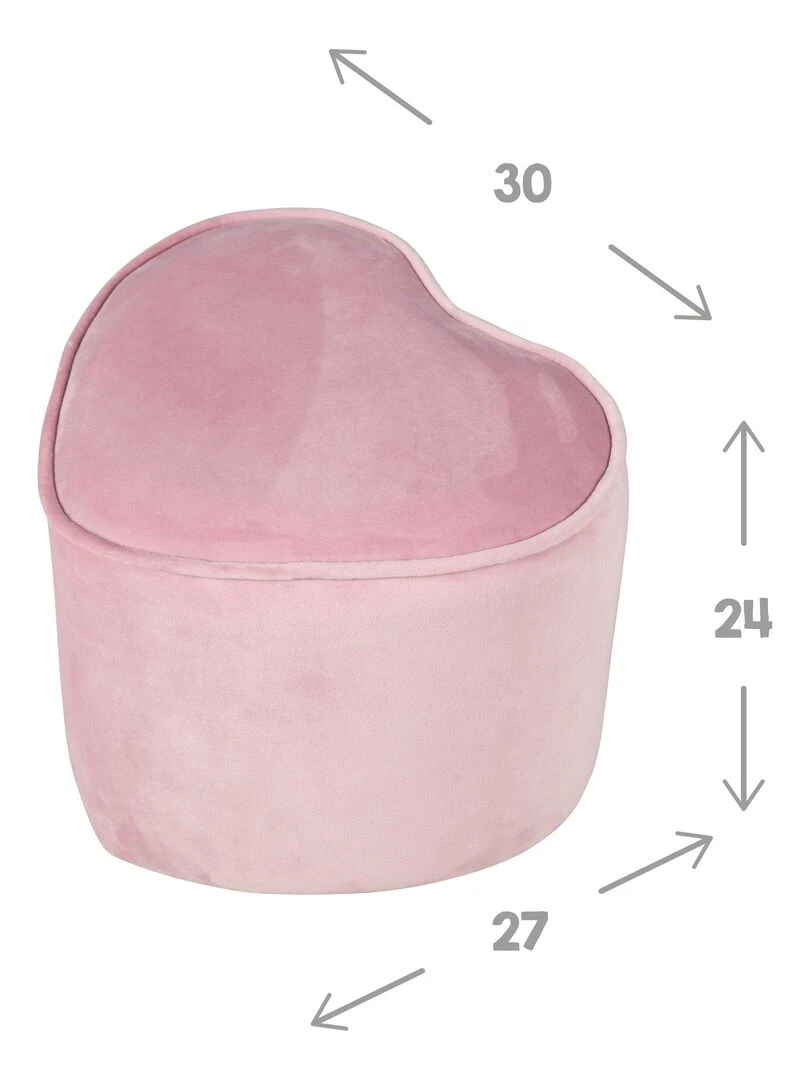 ROBA Tabouret en Forme de Coeur pour Chambre Enfant "Lil Sofa"   en Velours Doux   Rose   Rose
