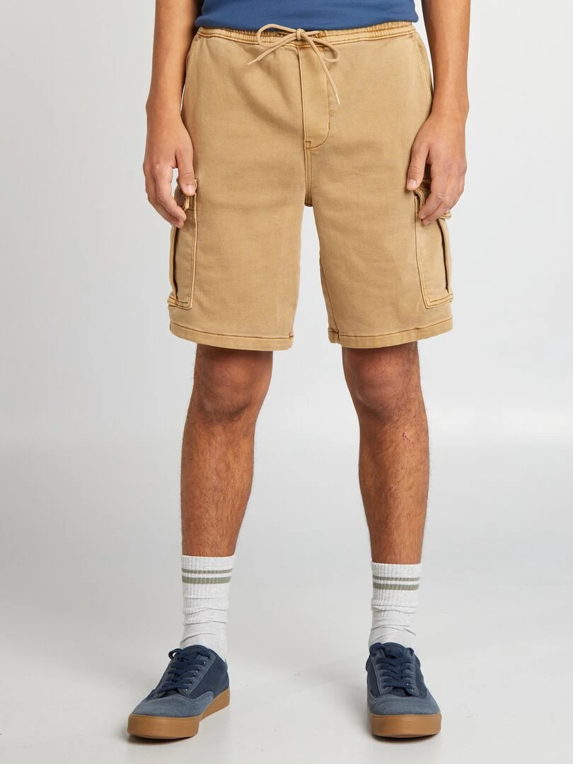 Short multipoches effet délavé Beige