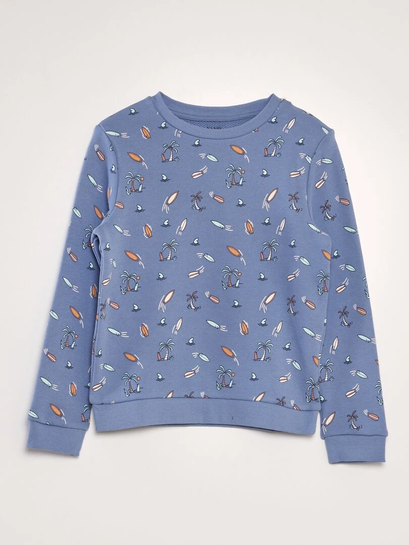 Sweat imprimé en french terry Bleu gris