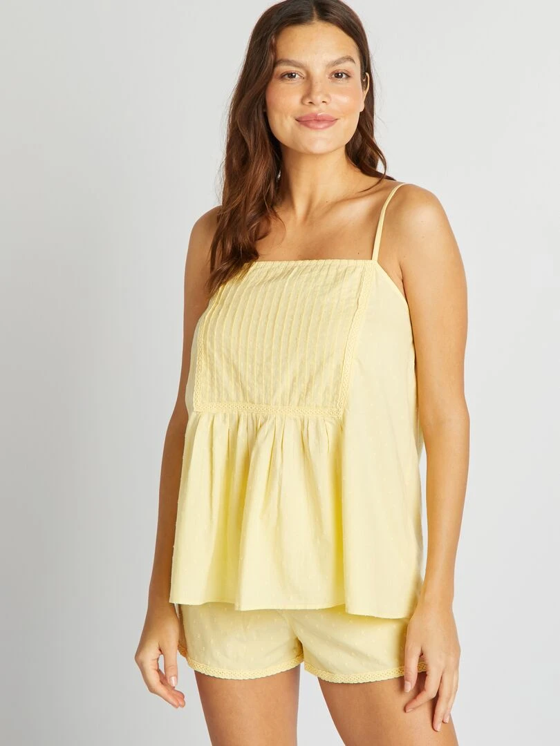 Pyjama débardeur + short   2 pièces   Jaune