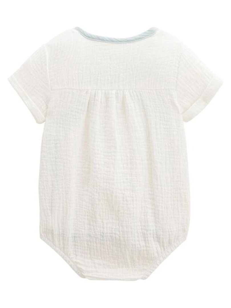 Body bloomer bébé manches courtes écru ouverture croisée Kimi Ecru
