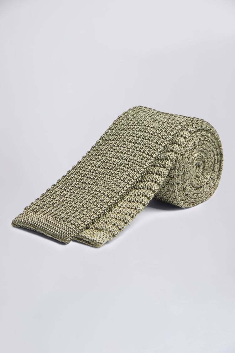 Sage Green Knitted Silk Tie Buy Online at Moss