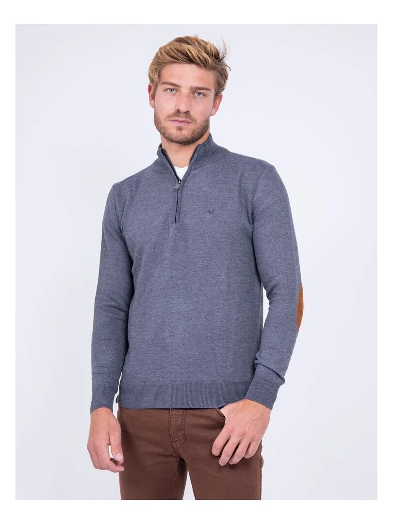 Pull col montant zippé LARKO Gris foncé