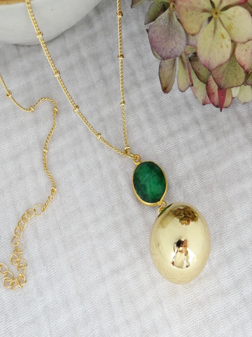 Bola Or pendentif Emeraude Doré/or