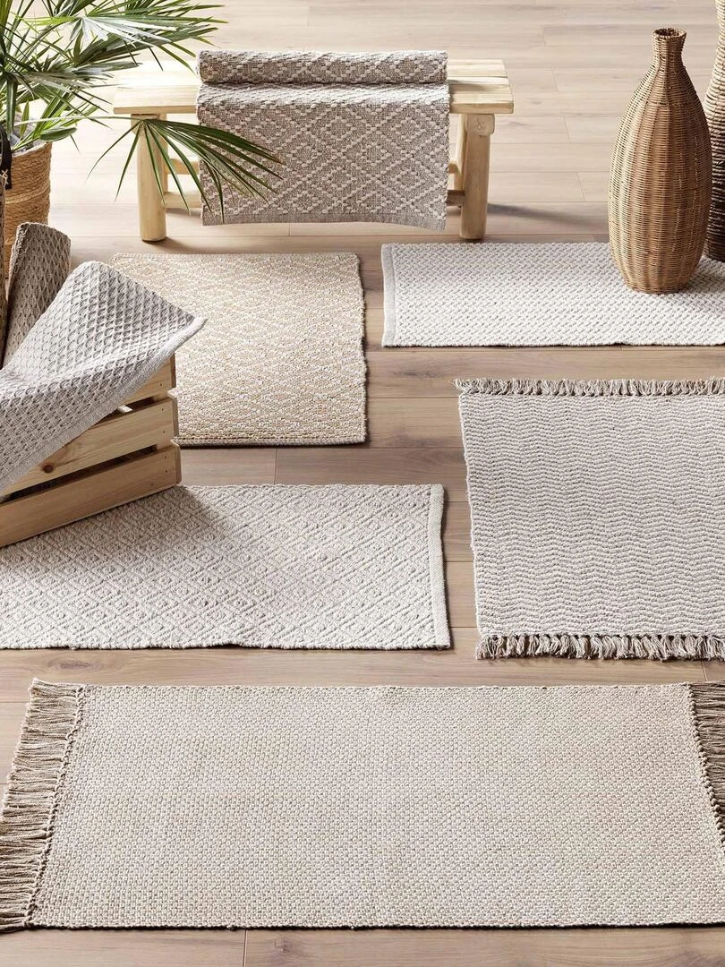 Tapis déco en coton tissé   Marron clair
