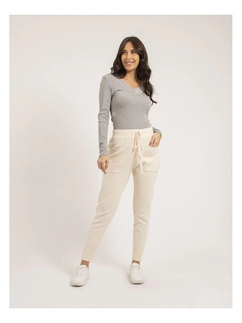 Pantalon jogging en maille ELSA   Beige