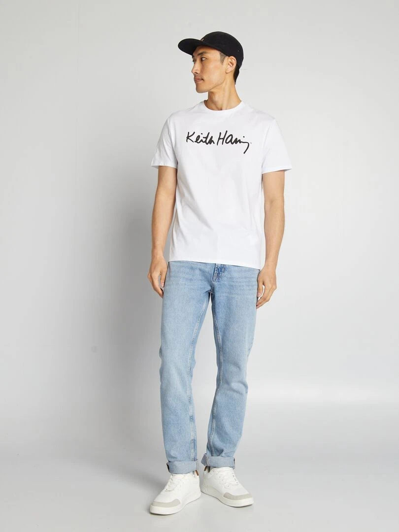 Tee shirt 'Keith Haring' à col rond   blanc