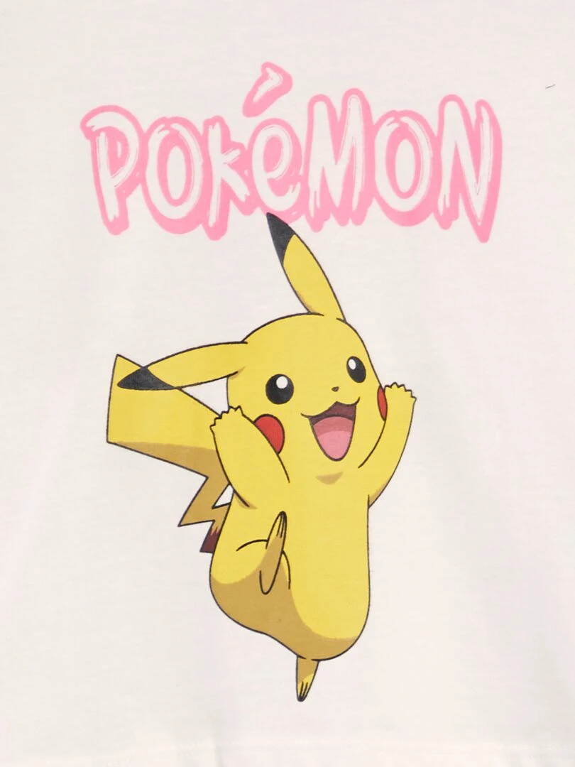 T shirt 'Pikachu' crop top blanc