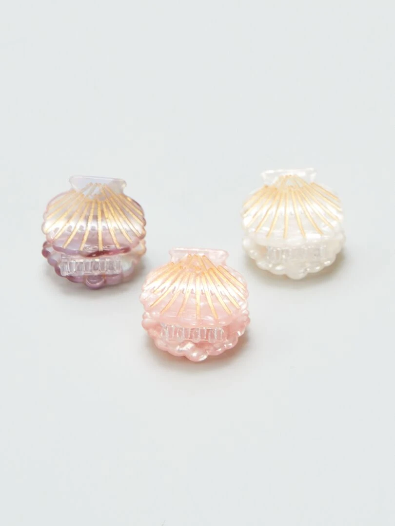 Lot de 3 pinces crabe en forme coquillages Rose