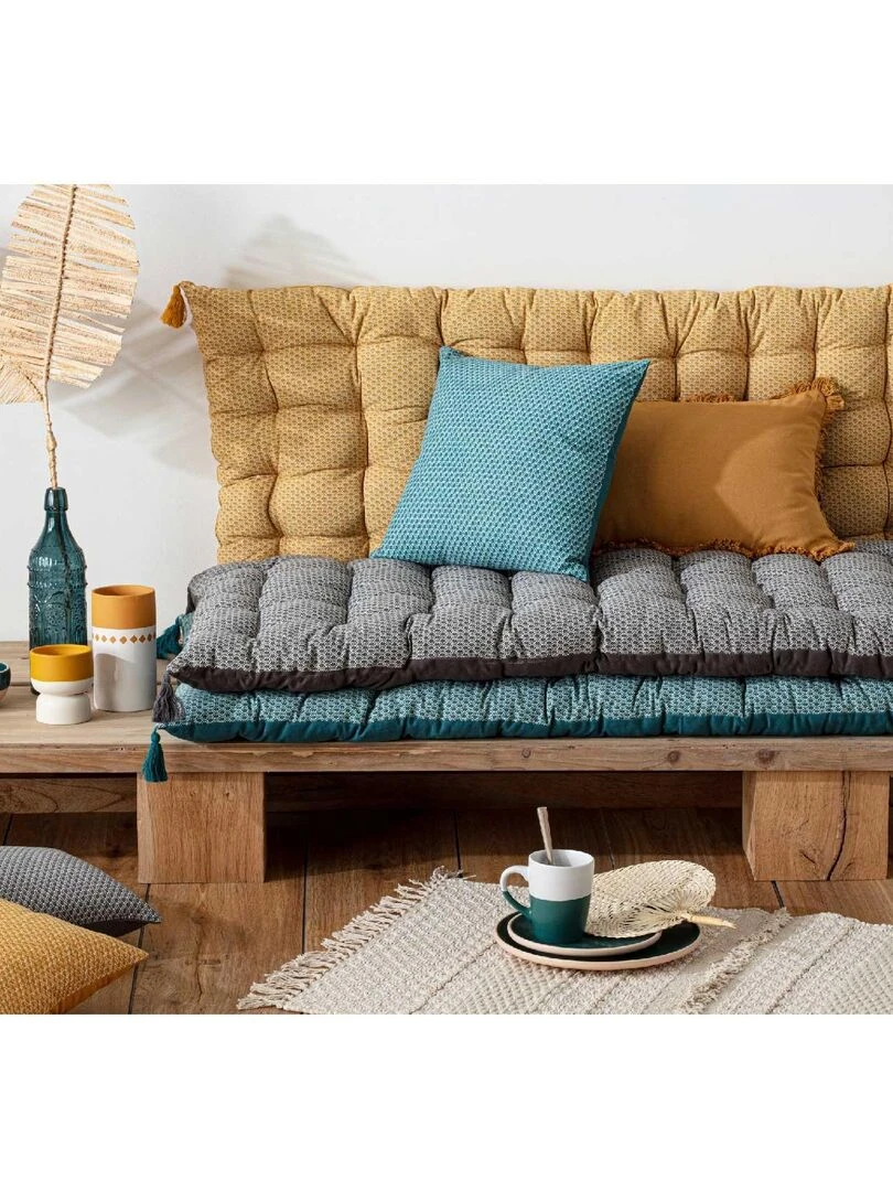 Matelas de sol à pompons   Bleu canard