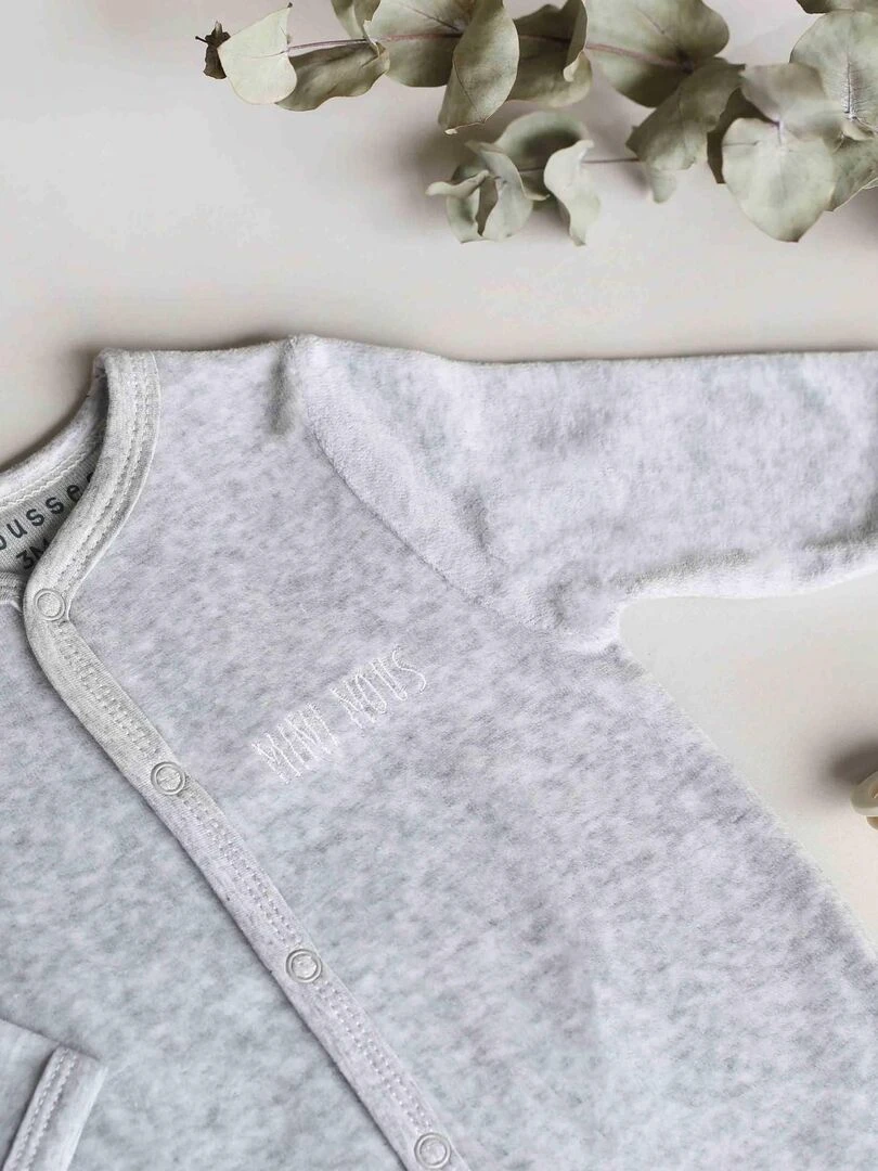 Pyjama bébé en velours gris Gris