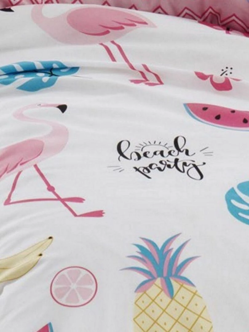 Housse de couette 140x200 + 1 taie d'oreiller 60x60 cm Polycoton Kokteyl   Blanc