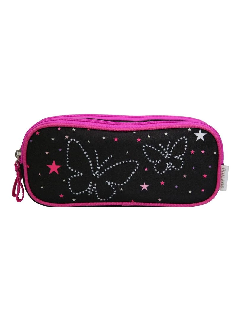 BAGTROTTER Trousse scolaire 2 compartiments Phileas Papillons Noire Noir
