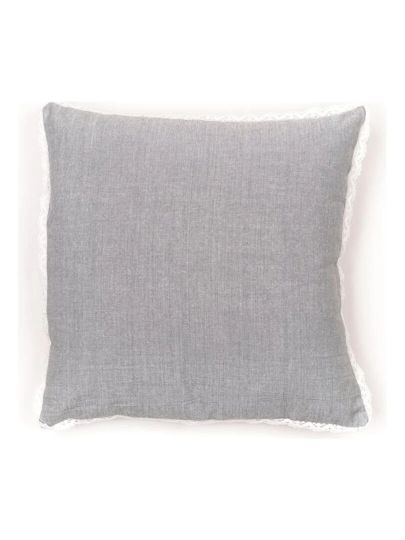 Coussin déhoussable finition dentelle 'CHARME' 'TODAY' Gris