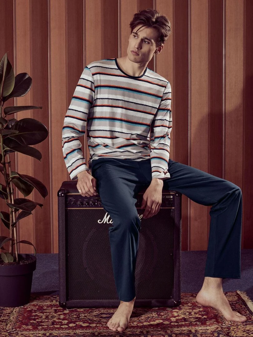 Pyjama pantalon top manches longues Mars   Gris