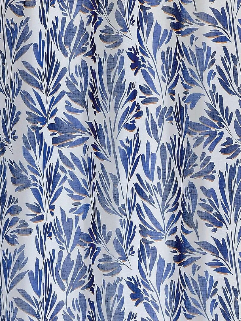 Rideau tamisant aux feuillages aquarellés   Bleu