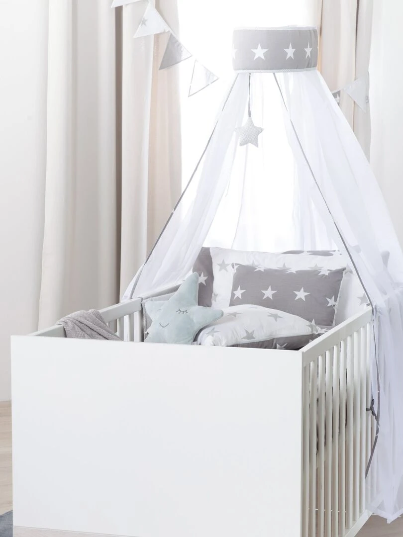ROBA Lit bébé évolutif "Julia"   70x140   Convertible   Hauteur Réglable   Blanc/Chêne Blanchi   Blanc