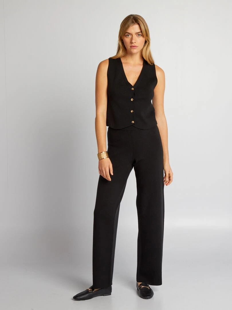 Gilet col V sans manches Noir
