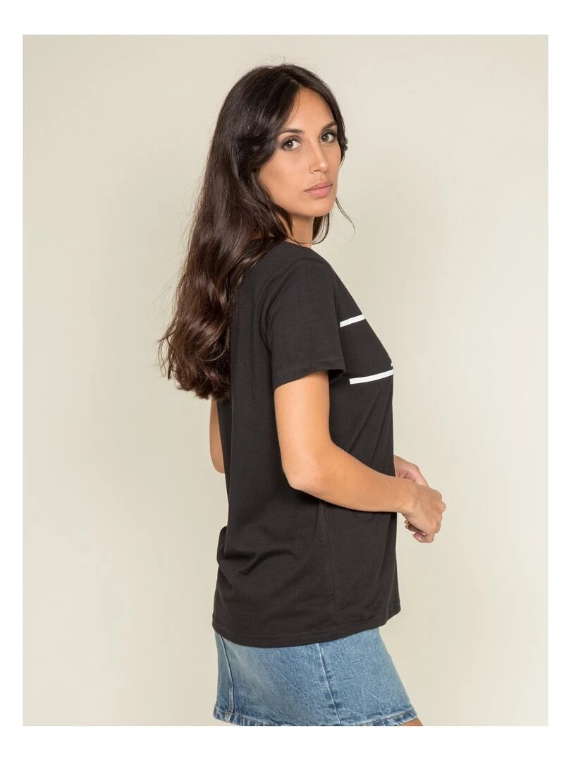 T shirt col rond message FOLIDAY Noir