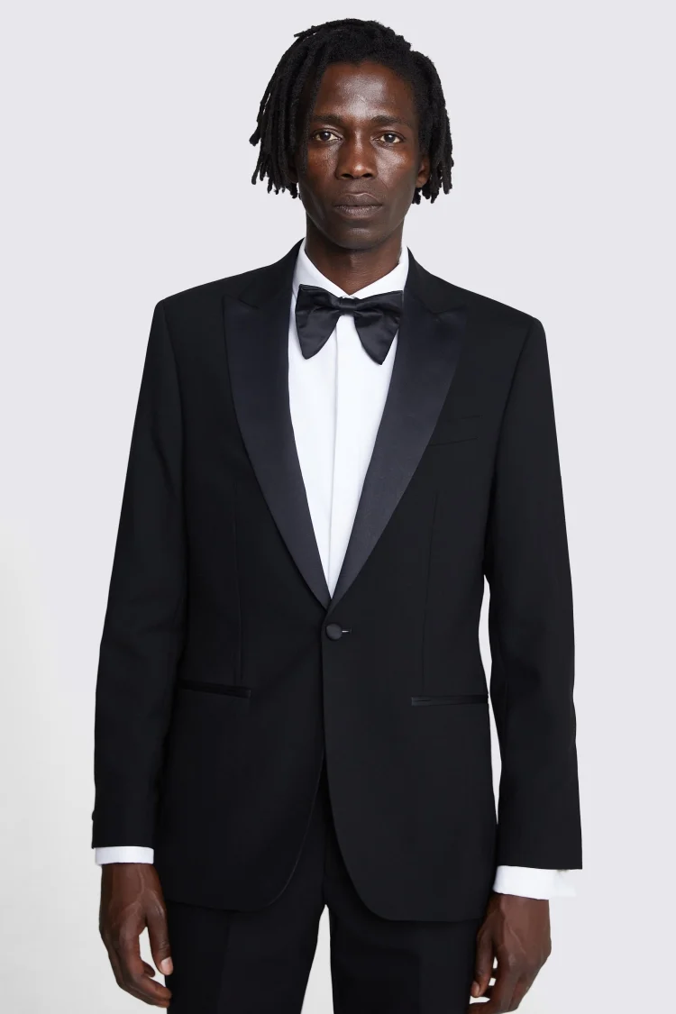 Italian Tailored Fit Black Peak Lapel Tuxedo Jacket   Buy Online at Moss