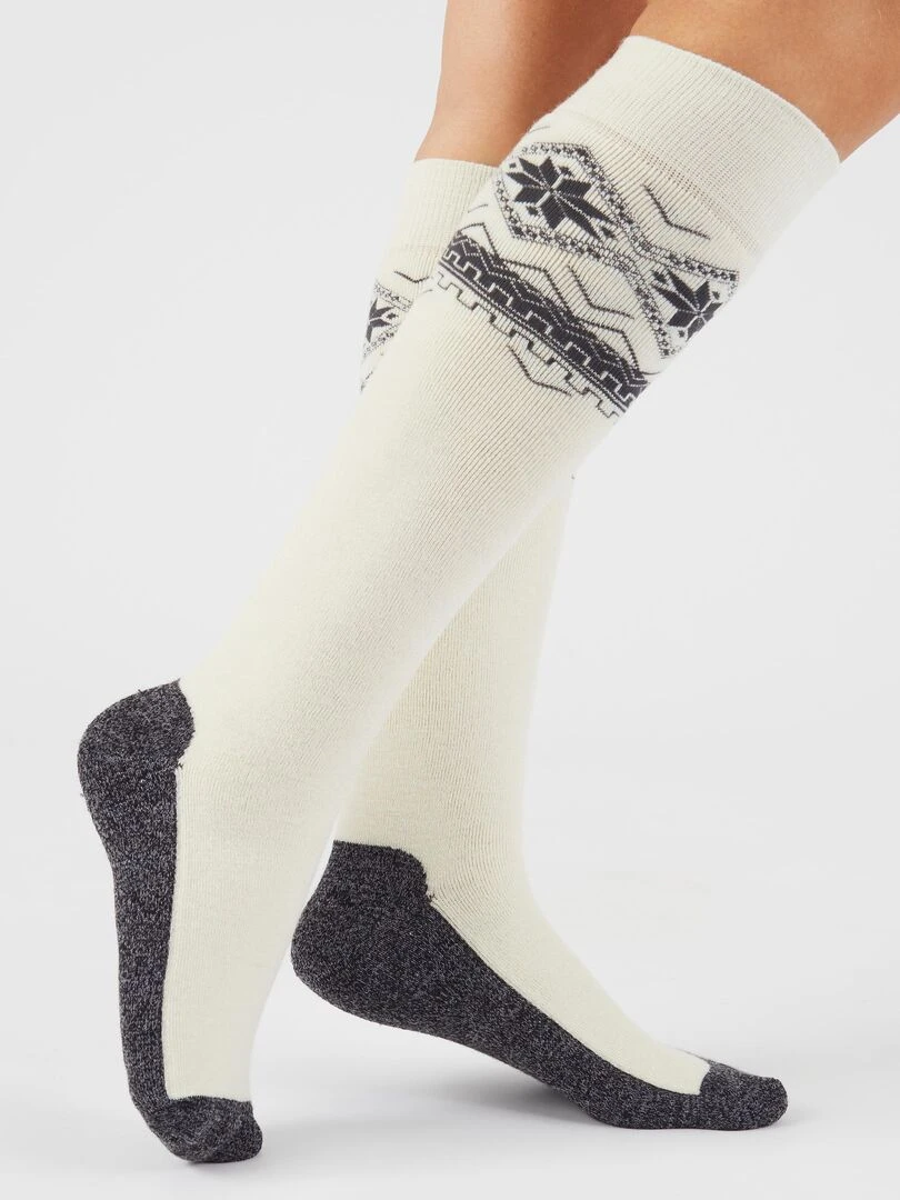 Chaussettes de ski mixtes Thermolactyl   Damart   Blanc cassé