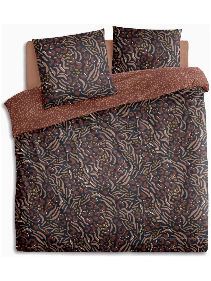 Housse de couette 240x220 Leopata + 2 taies 100% coton 57 fils Marron