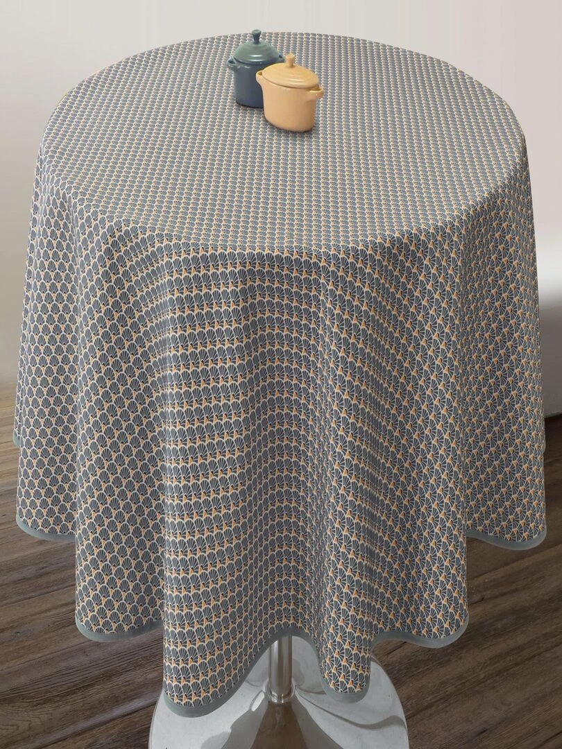 Nappe Anti taches Paon anthracite Ovale 150 x 240 cm Gris foncé