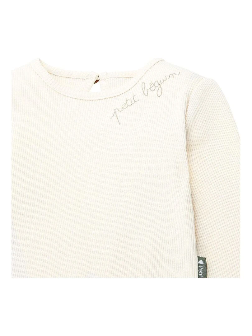 T shirt fille manches longues   Beige