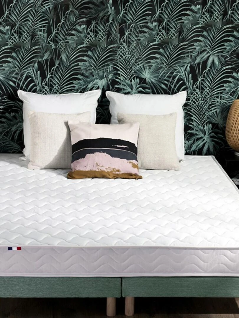 Ensemble Matelas accueil Latex 3 zones INITIAL Bi Confort Mousse & Latex + Sommier   Sommier Vert   Blanc Vert