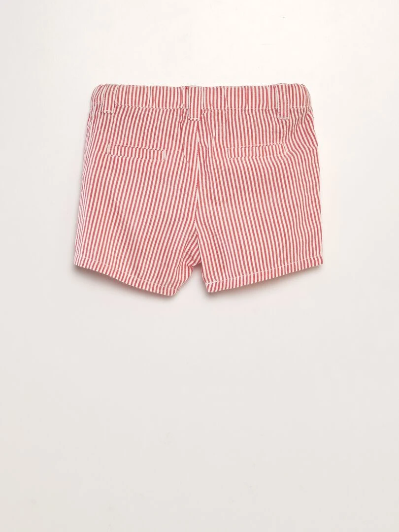 Short rayé en lin Rouge