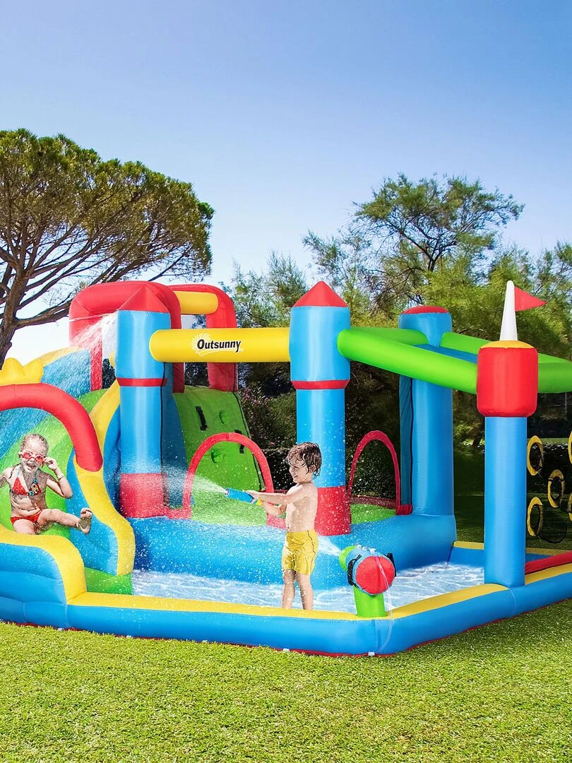 Château gonflable 3 8 ans gonfleur sac de transport 390 x 300 x 197 cm   N/A