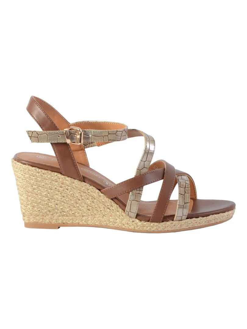 Sandale Compensée The Divine Factory QL4354   Marron