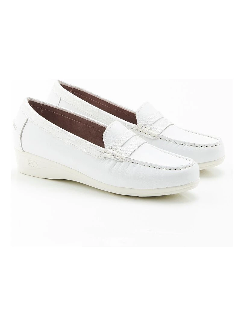 Mocassins dessus cuir avec montage intégral Damart Blanc