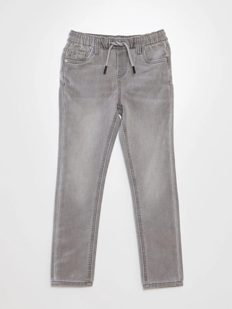 Jean à taille élastiquée avec cordons Gris
