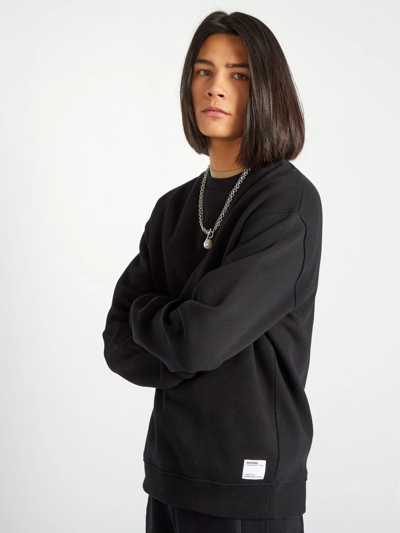 Sweat uni col rond noir