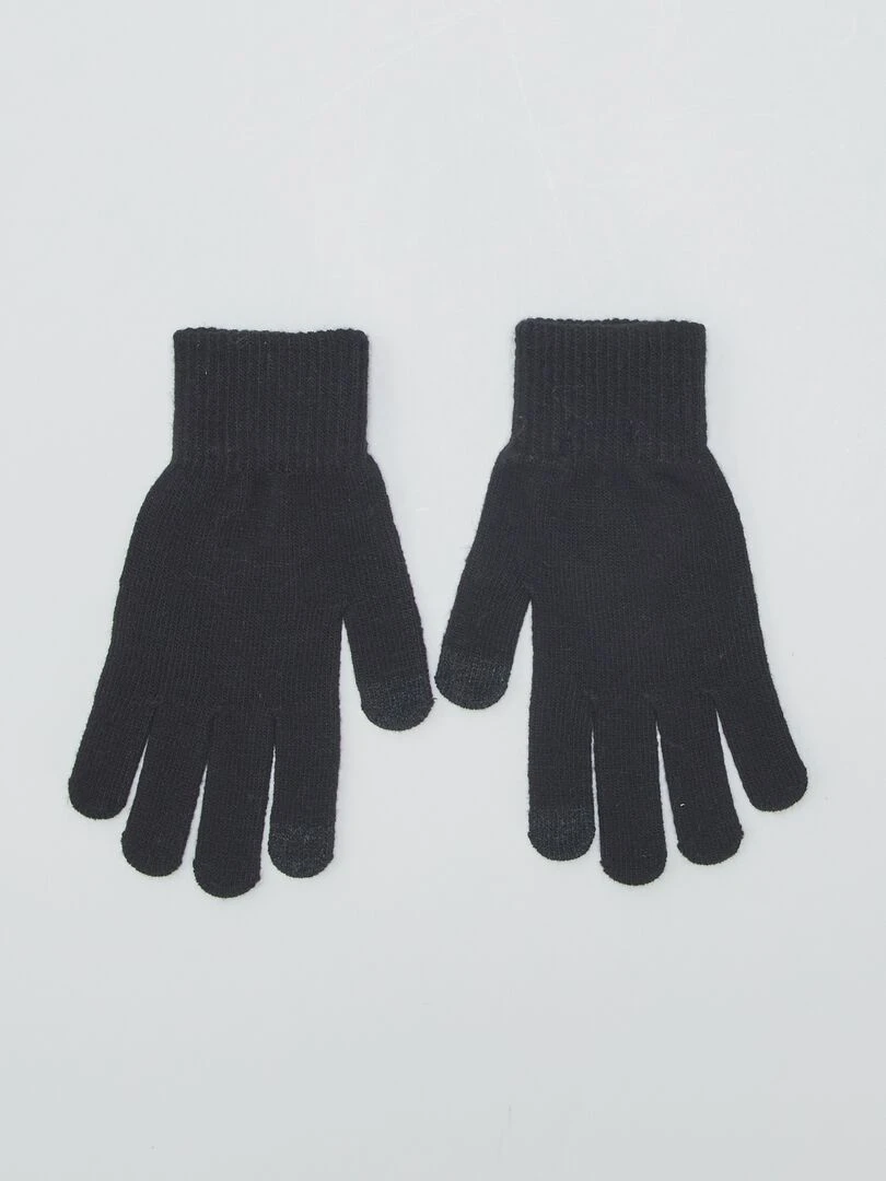Lot de 2 paires de gants tactiles   Noir/camel