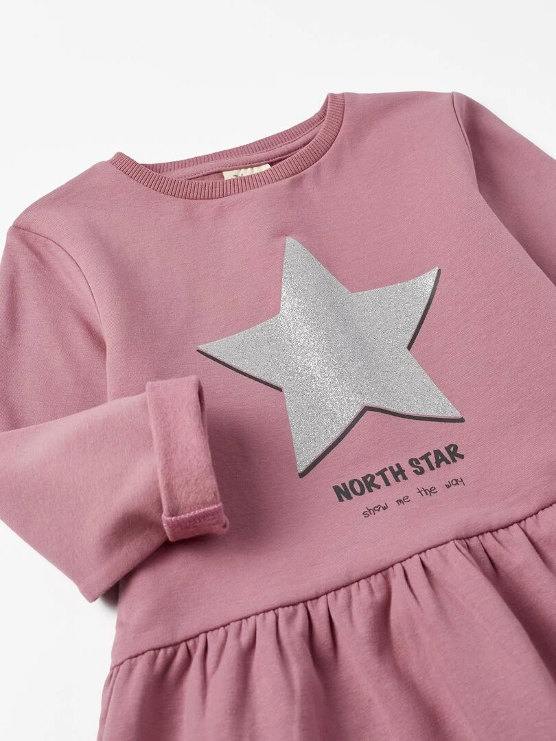 Robe en coton gratté pour fille manches longues  NORTHERN CALLING   Violet